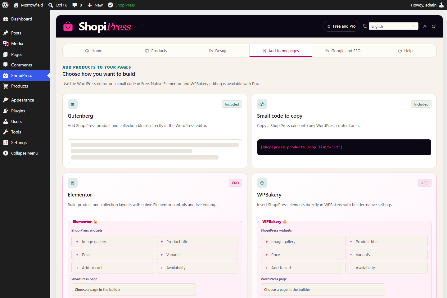 ShopiPress interface: Build the WordPress experience.