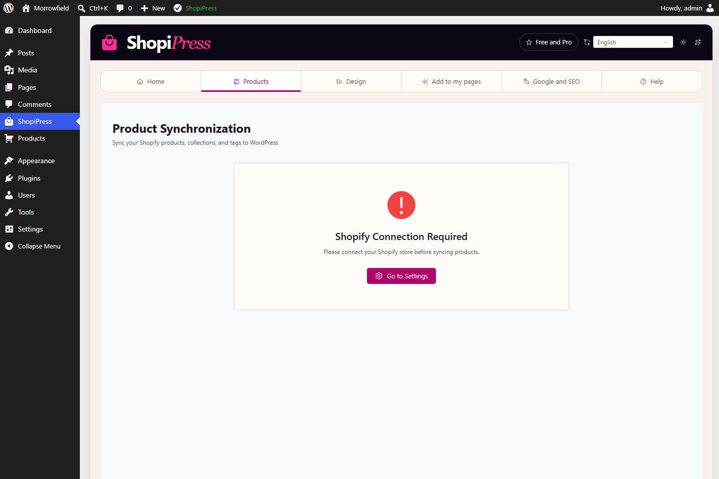 ShopiPress interface: Review and synchronize.