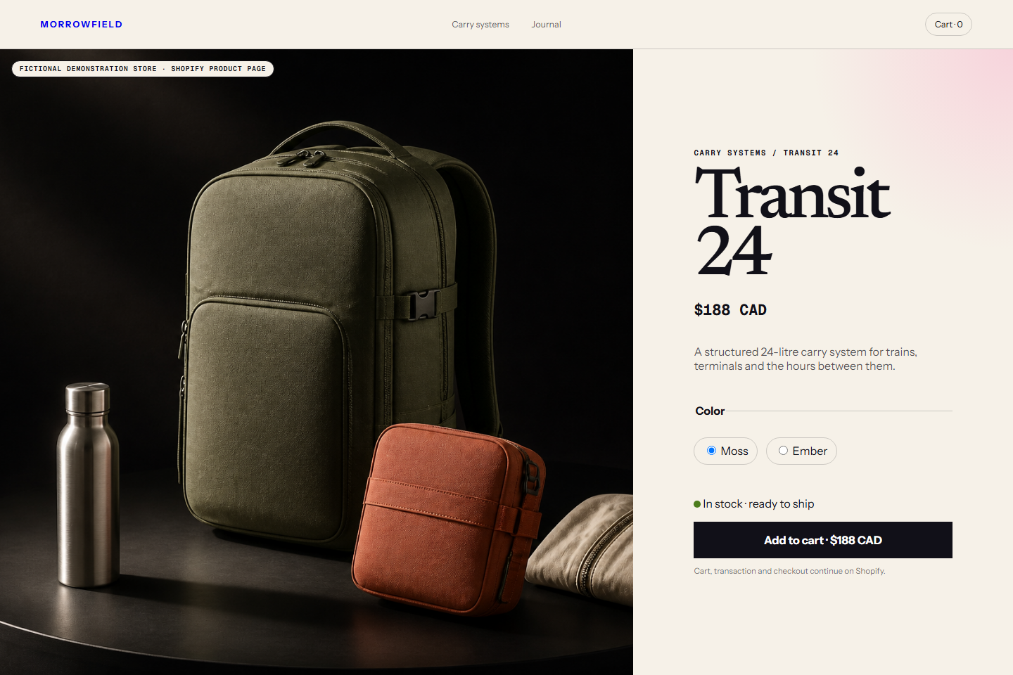 Shopify product. Variants, availability and buying begin with Shopify product data.